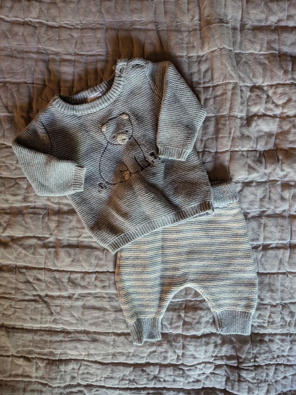 Carter's Baby Knit Sweater and Pants Set in Light Gray/Beige